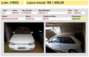 veiculo automovel carro patio mafra sc leilao 06 detran sc em mafra sc 2015