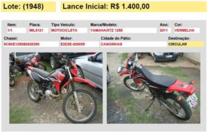 veiculo motocicleta patio canoinhas sc leilao 06 detran sc em mafra sc 2015